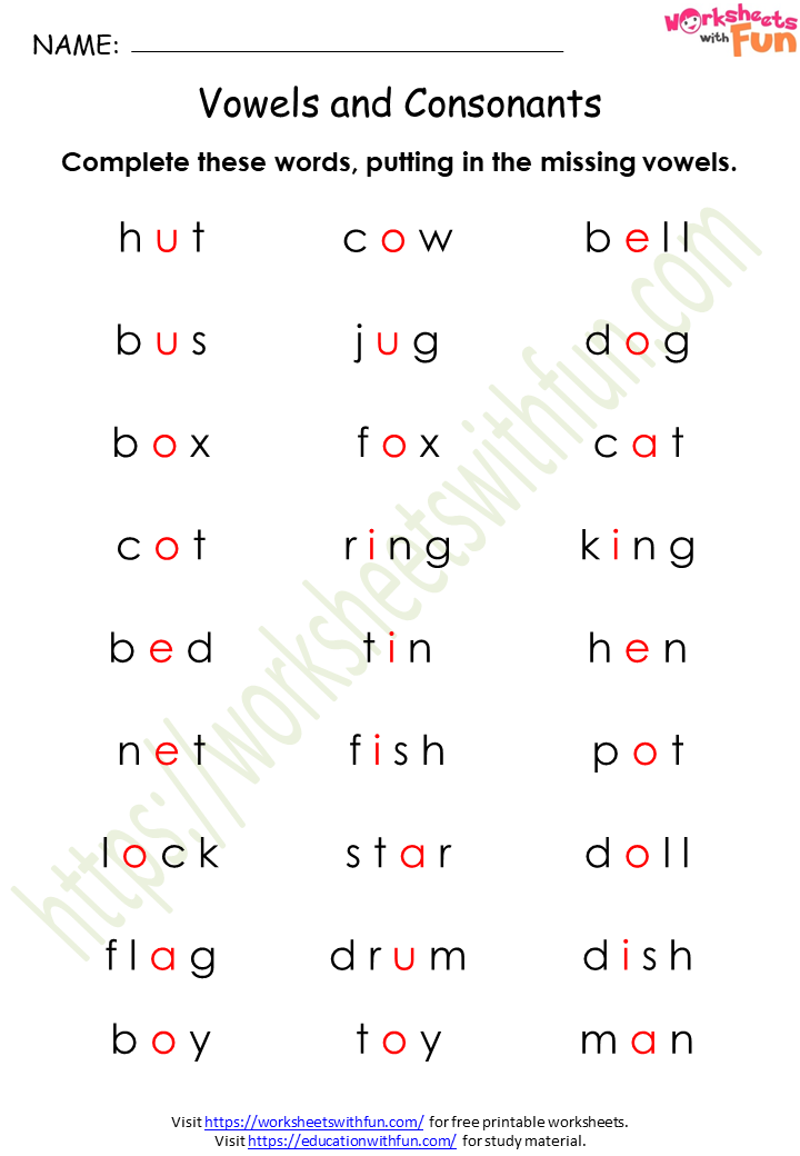 What Are Vowels For Grade 1